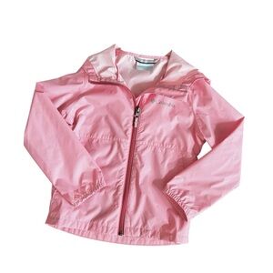 Columbia Lightweight Pink Rain Jacket Coat with Hood Size 4 / 5 XXS